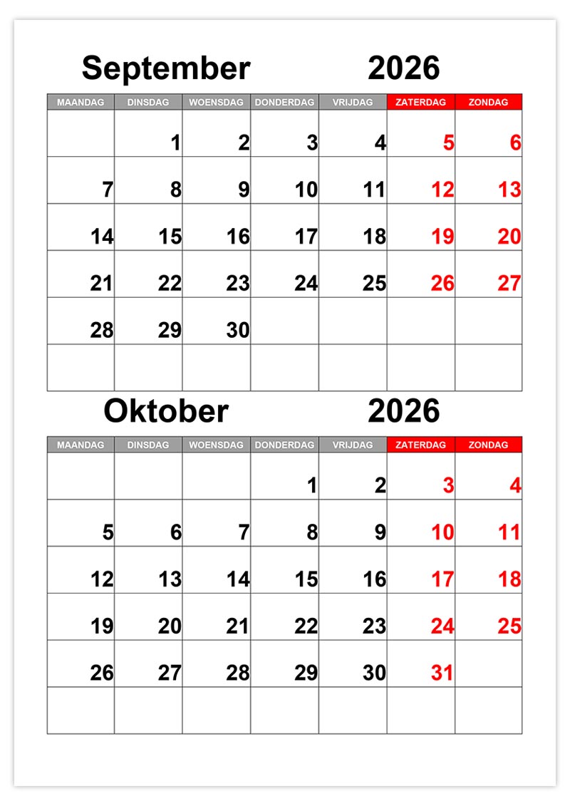 Kalender September Oktober 2026 Kalende ru Kalender September Oktober 2026 Kalende ru