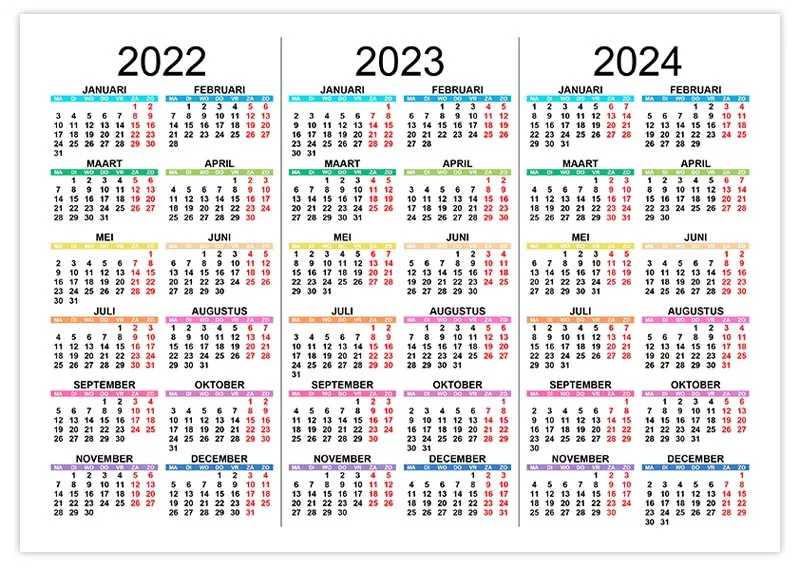 Kalender voor 2022, 2023, 2024 kalender-voor-2022-2023-2024