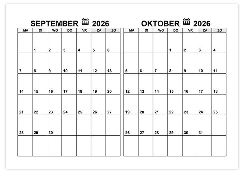 Kalender September Oktober 2026 Kalende ru Kalender September Oktober 2026 Kalende ru