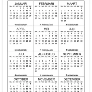 Hoeveel woensdagen in 2026