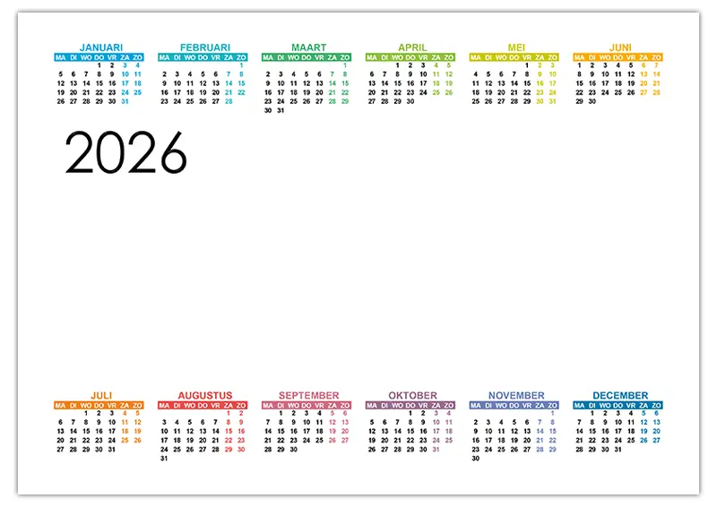 Kalender 2026 transparante achtergrond